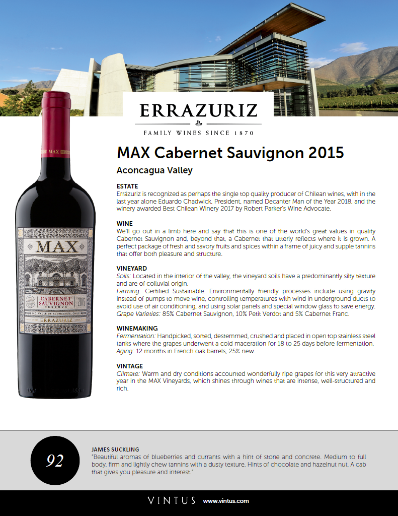 Errázuriz MAX Sauvignon Tech Sheet (92 JS) Vintus
